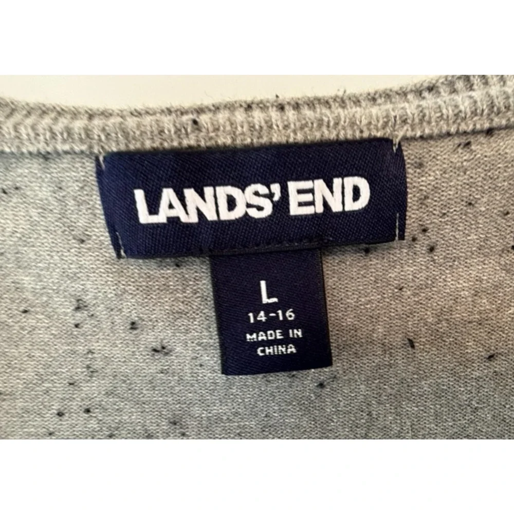 Lands End Womens Large Gray Cardigan Sweater Button Front Cotton Blend Knit - Picture 4 of 9